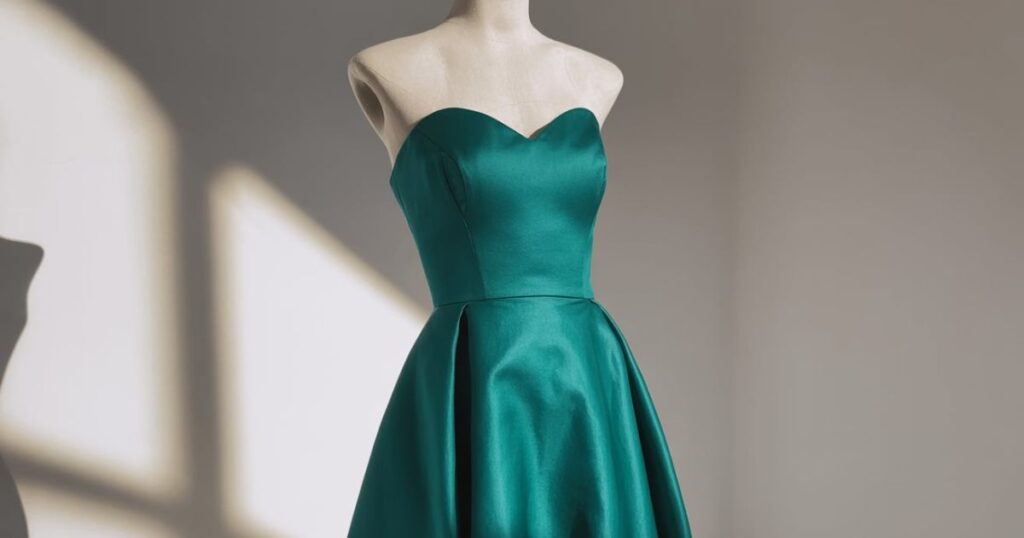 Sparkly strapless sequin dress catching light on a dance floor