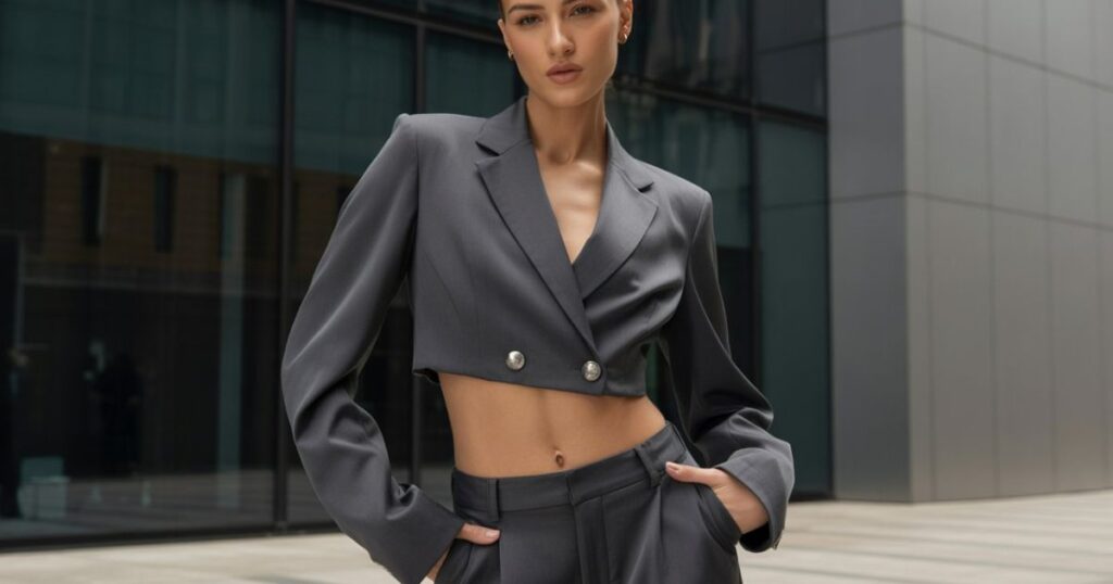 Blazertje blazer displayed open to show the inner lining and interior pockets.