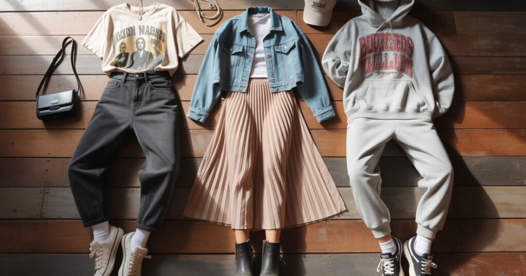 Comfortable Concert Outfits Woman in a cropped hoodie, joggers, and chunky sneakers enjoying an evening concert.