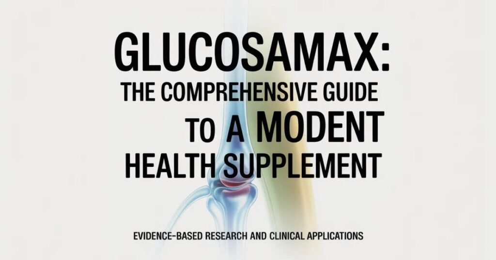 Close-up of Glucosamax capsules next to the product bottle.