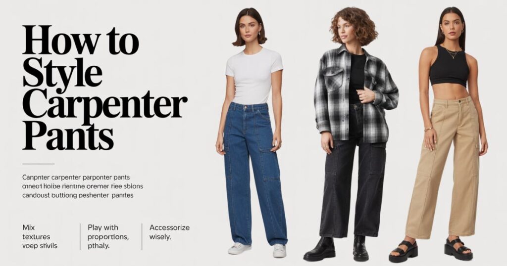 Streetwear look featuring How to Style Carpenter Pants with an oversized hoodie and chunky sneakers.