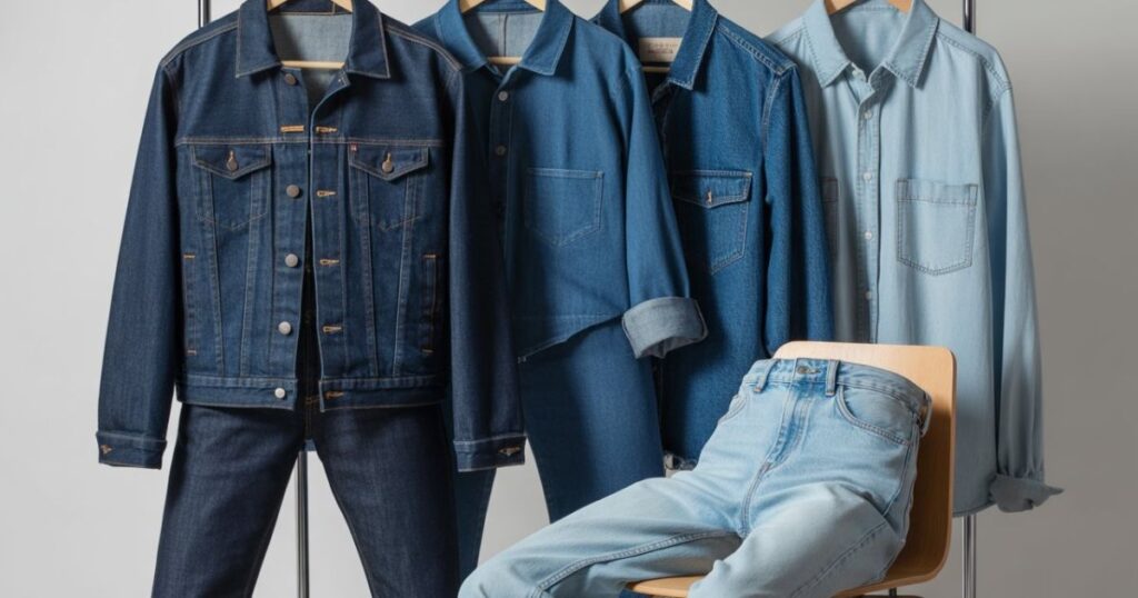 Denim Sets styled with a cropped denim top and high-waist jeans