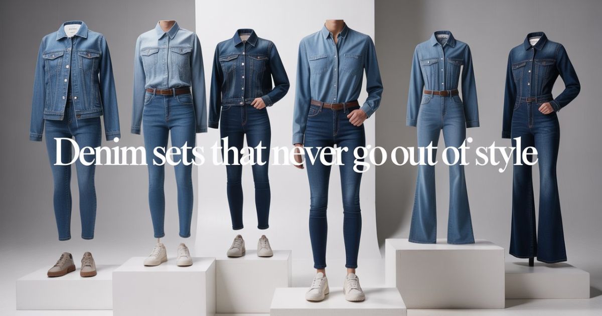 Denim Sets featuring a stylish matching denim jacket and jeans for women