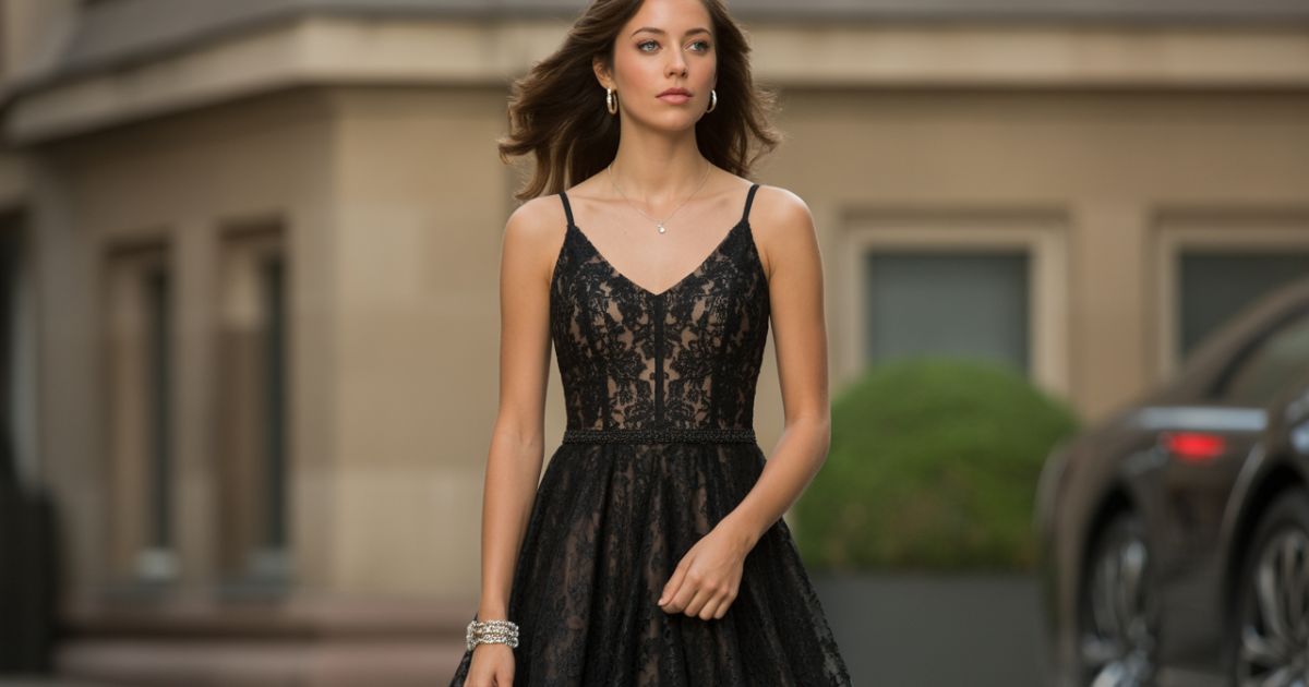 Dress for Prom Black styled with heels and accessories for a formal look