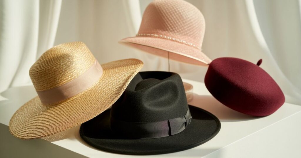 Women’s hats in a stylish wide-brim design, perfect for everyday fashion and sun protection.