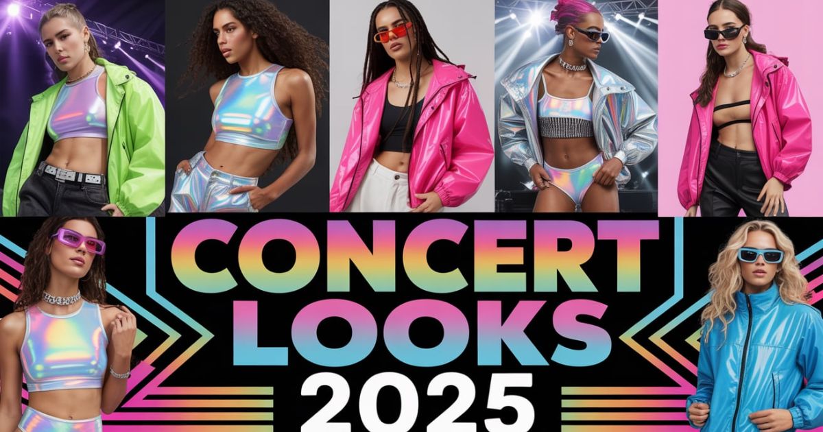 Edgy nighttime Concert Looks 2025 featuring an all-black leather outfit with bold accessories.