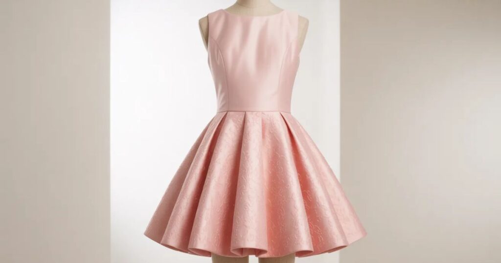 Casual pink mini dress styled with heels and accessories