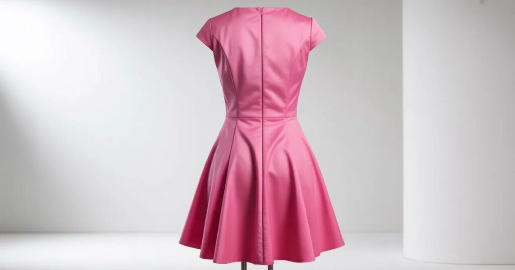 Trendy pink mini dress with long sleeves and modern fit