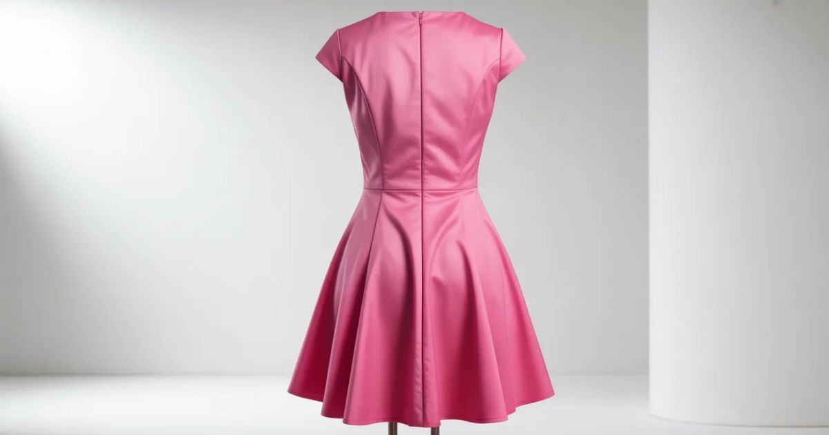 Trendy pink mini dress with long sleeves and modern fit