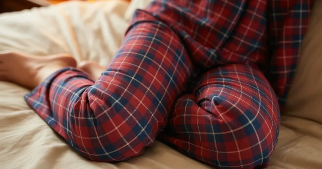 Lightweight plaid pyjama bottoms with drawstring waist for nightwear