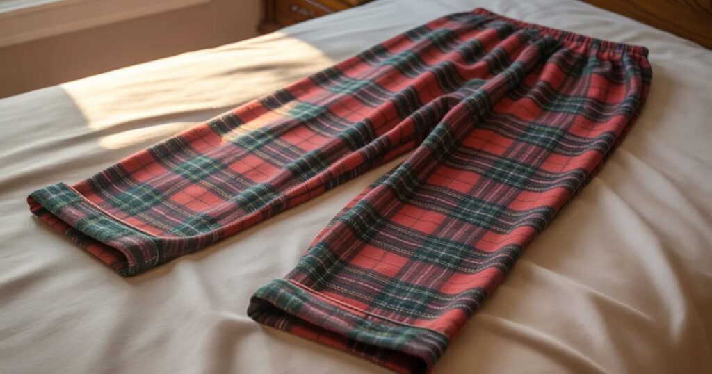 Plaid pajama trousers in a classic check pattern made from soft cotton fabric